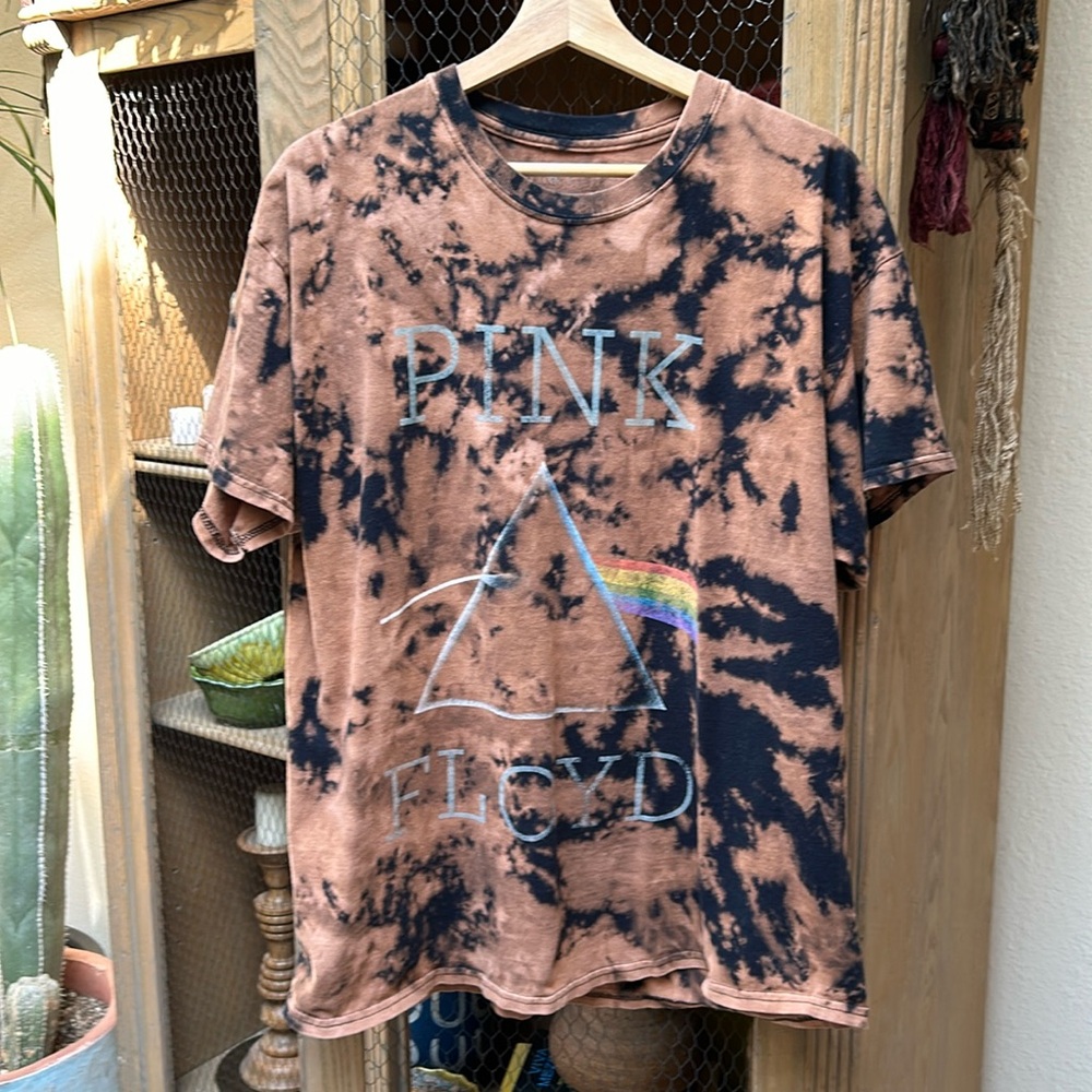 Pink Floyd Dark Side of the Moon Bleach Tie Dye Oversized T-Shirt